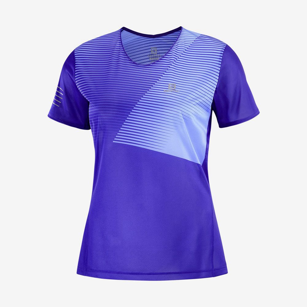 Camisetas Salomon Mujer Azules - Salomon Argentina SENSE,328594-DSG